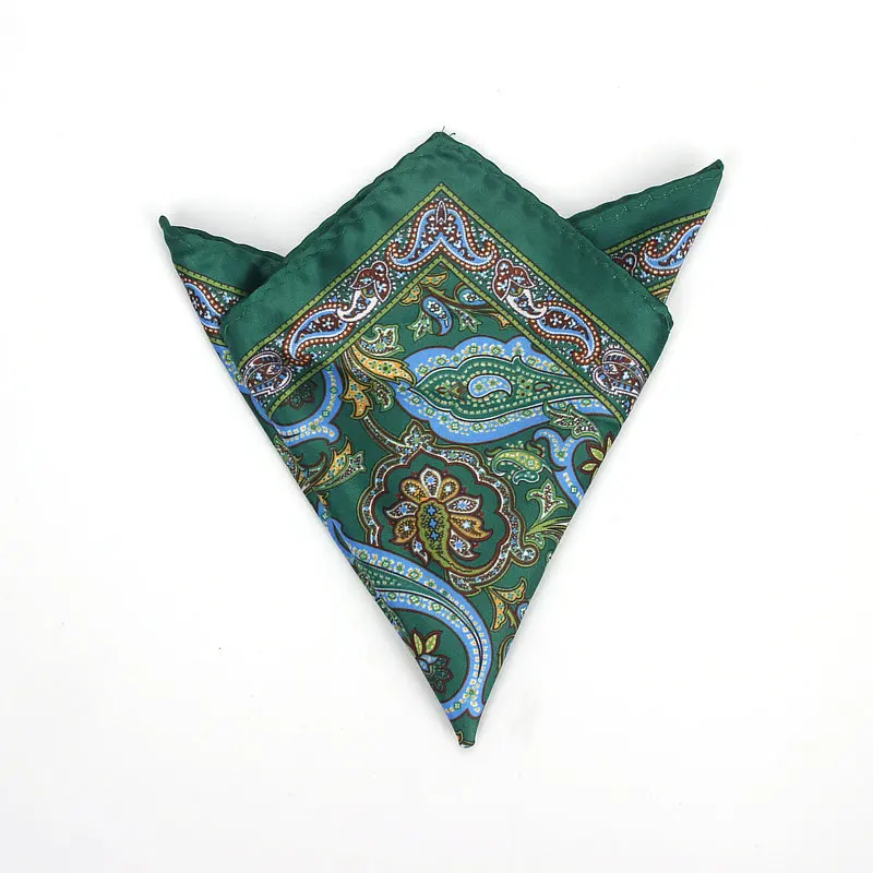 Brand New Men's Handkerchief Vintage Paisley Pocket Square Soft Hankies Wedding Party Business Artificial Silk Chest Towel Gift