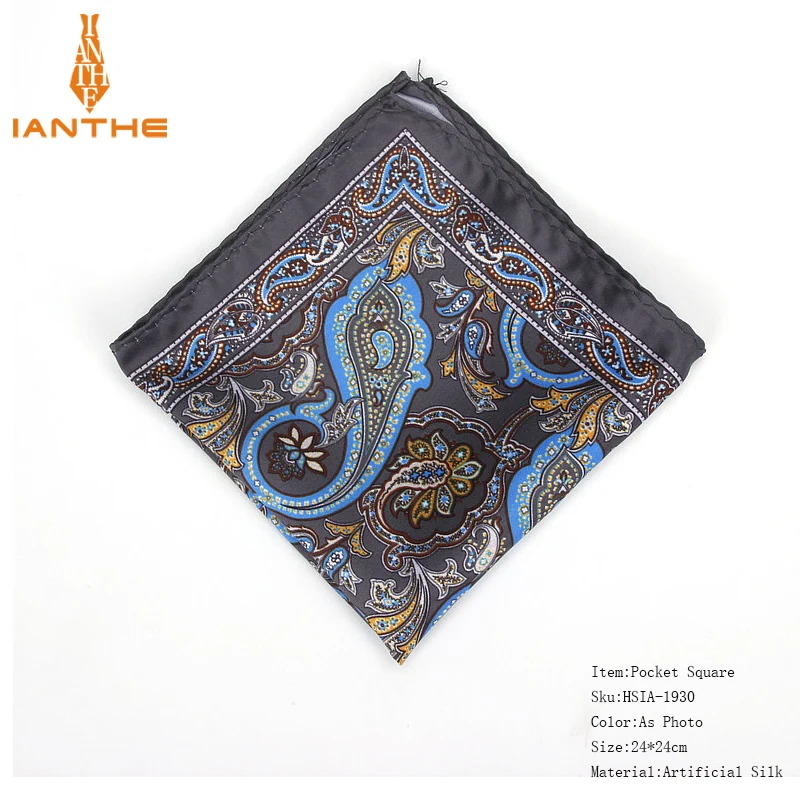 Brand New Men's Handkerchief Vintage Paisley Pocket Square Soft Hankies Wedding Party Business Artificial Silk Chest Towel Gift