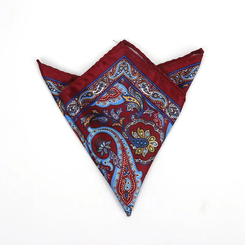 Brand New Men's Handkerchief Vintage Paisley Pocket Square Soft Hankies Wedding Party Business Artificial Silk Chest Towel Gift