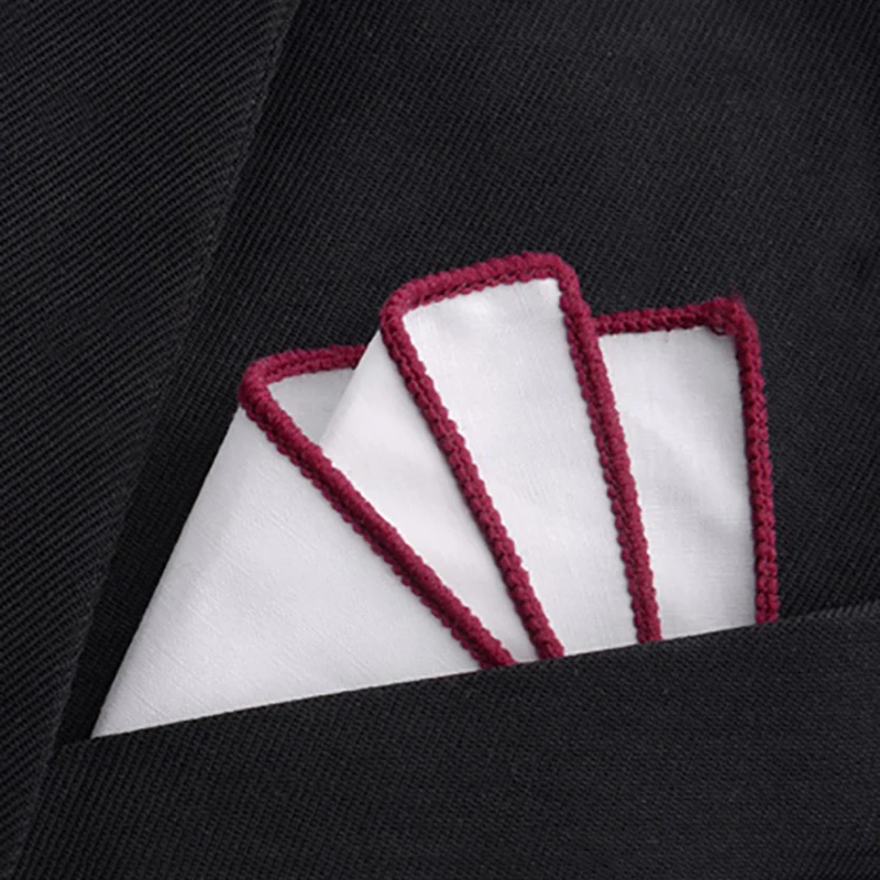 Men's Formal Pocket Square Business Pure White Handkerchief Pocket Towel Solid Hanky Wedding Party Chest Tie Suit Accessories