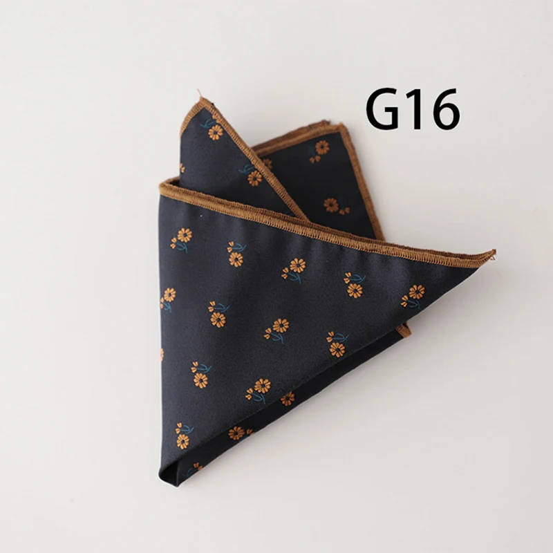 2025 Luxury Floral Silk Pocket Square Mens Business Formal Dress Suit Accessories Red Brown Striped Handkerchief Wedding Cravat