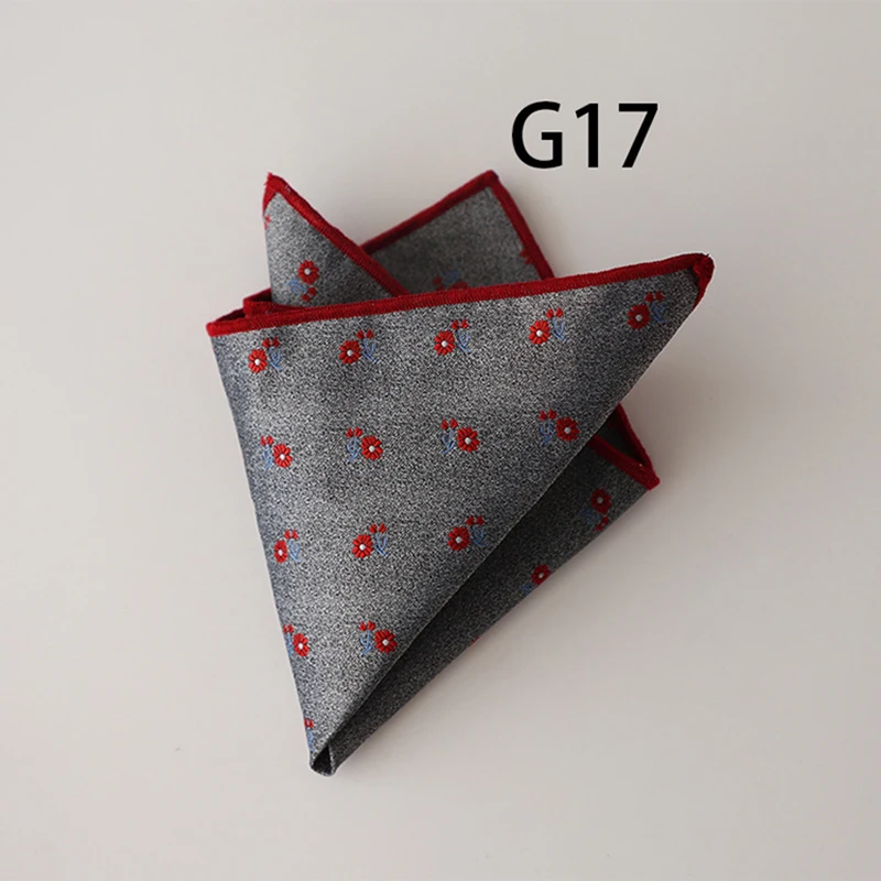 2025 Luxury Floral Silk Pocket Square Mens Business Formal Dress Suit Accessories Red Brown Striped Handkerchief Wedding Cravat