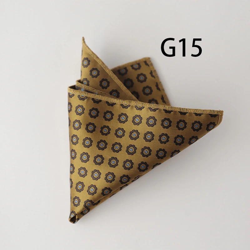 2025 Luxury Floral Silk Pocket Square Mens Business Formal Dress Suit Accessories Red Brown Striped Handkerchief Wedding Cravat