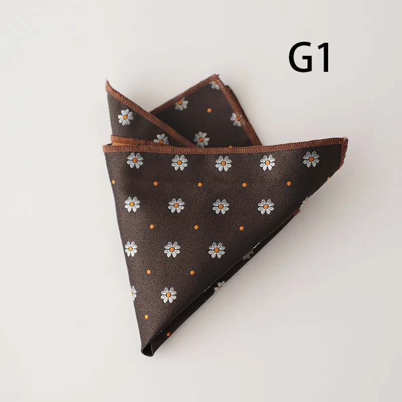 2025 Luxury Floral Silk Pocket Square Mens Business Formal Dress Suit Accessories Red Brown Striped Handkerchief Wedding Cravat