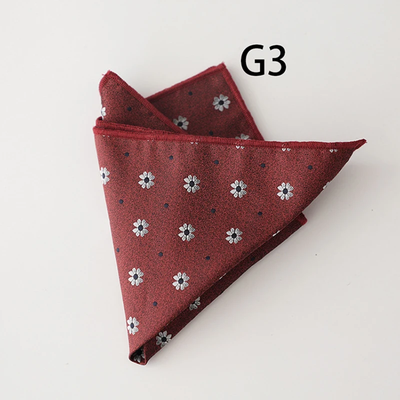 2025 Luxury Floral Silk Pocket Square Mens Business Formal Dress Suit Accessories Red Brown Striped Handkerchief Wedding Cravat