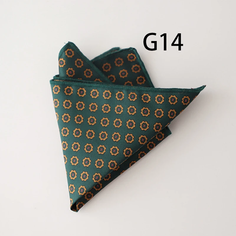 2025 Luxury Floral Silk Pocket Square Mens Business Formal Dress Suit Accessories Red Brown Striped Handkerchief Wedding Cravat