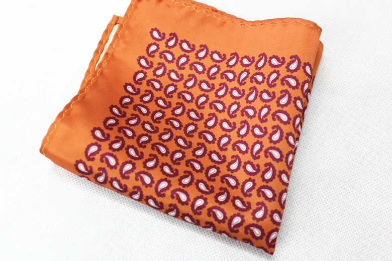 Women's Handkerchief for Paisley Artificial Silk Scarf Men's Pocket Towel Square Scarf Chest Towel for Wedding Flower Print