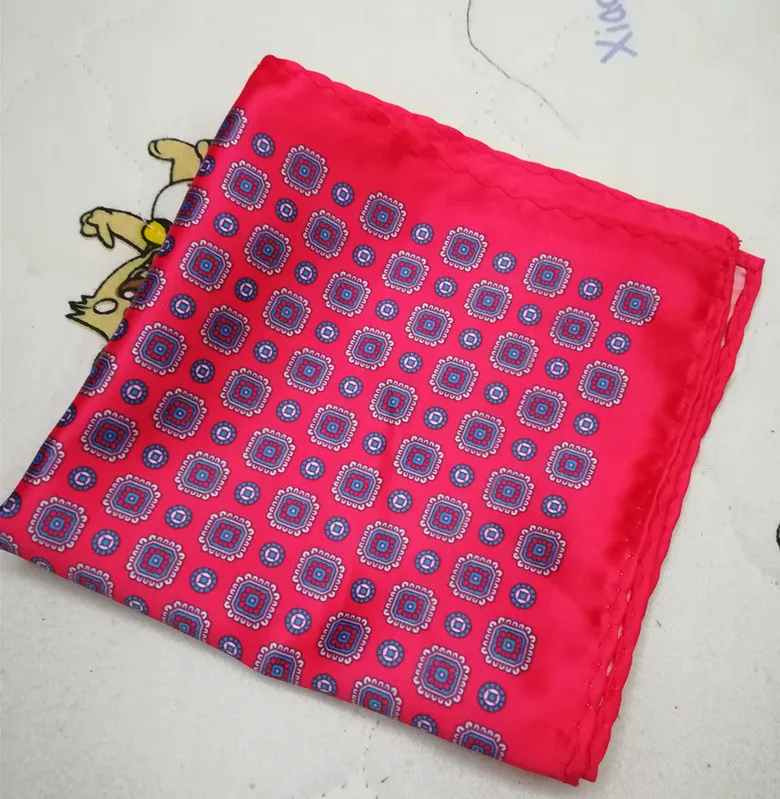 Women's Handkerchief for Paisley Artificial Silk Scarf Men's Pocket Towel Square Scarf Chest Towel for Wedding Flower Print