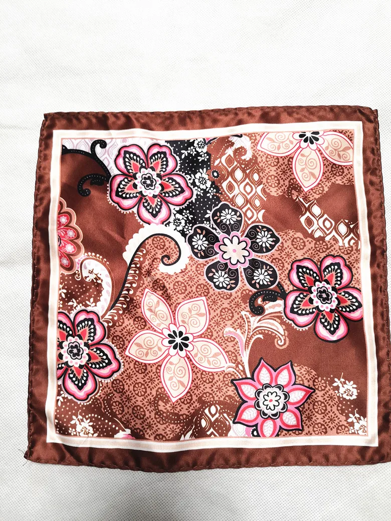 Women's Handkerchief for Paisley Artificial Silk Scarf Men's Pocket Towel Square Scarf Chest Towel for Wedding Flower Print