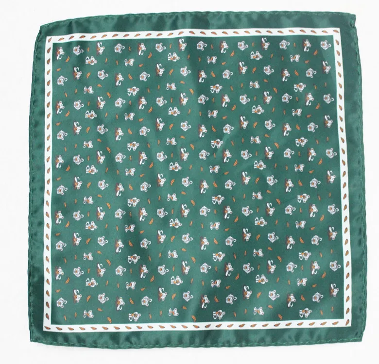 Women's Handkerchief for Paisley Artificial Silk Scarf Men's Pocket Towel Square Scarf Chest Towel for Wedding Flower Print