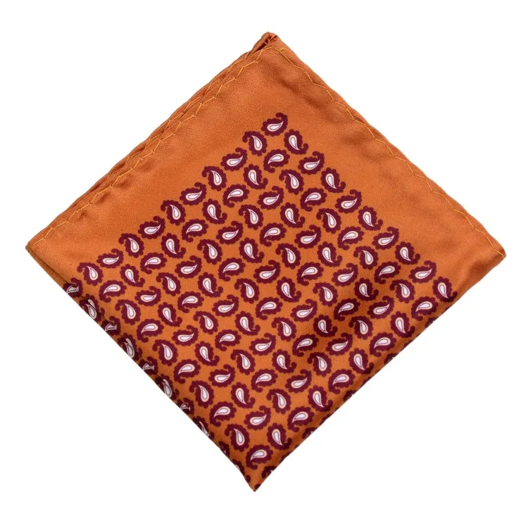 Men's Handkerchief for Paisley Artificial Silk Scarf For Man Dot Pocket Towel Square Scarf Chest Towel for Wedding Flower Print