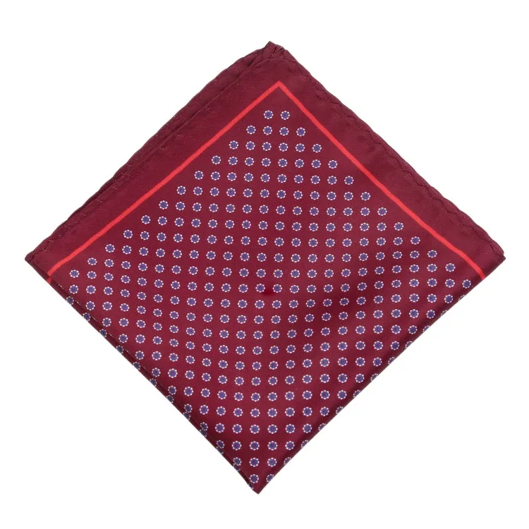 Men's Handkerchief for Paisley Artificial Silk Scarf For Man Dot Pocket Towel Square Scarf Chest Towel for Wedding Flower Print