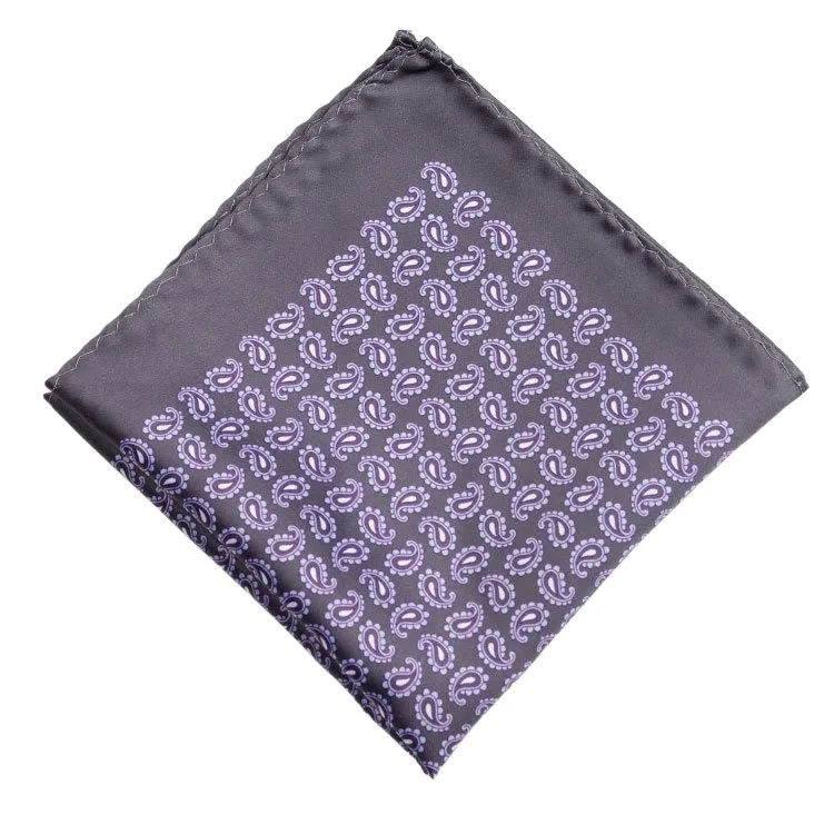 Men's Handkerchief for Paisley Artificial Silk Scarf For Man Dot Pocket Towel Square Scarf Chest Towel for Wedding Flower Print