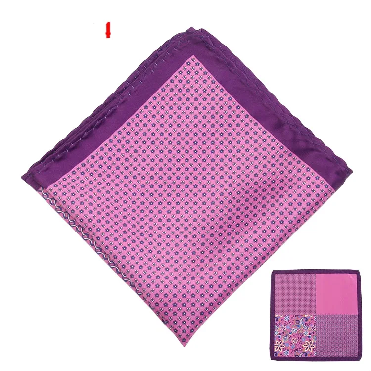 Men's Handkerchief for Paisley Artificial Silk Scarf For Man Dot Pocket Towel Square Scarf Chest Towel for Wedding Flower Print
