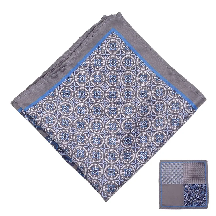 Men's Handkerchief for Paisley Artificial Silk Scarf For Man Dot Pocket Towel Square Scarf Chest Towel for Wedding Flower Print