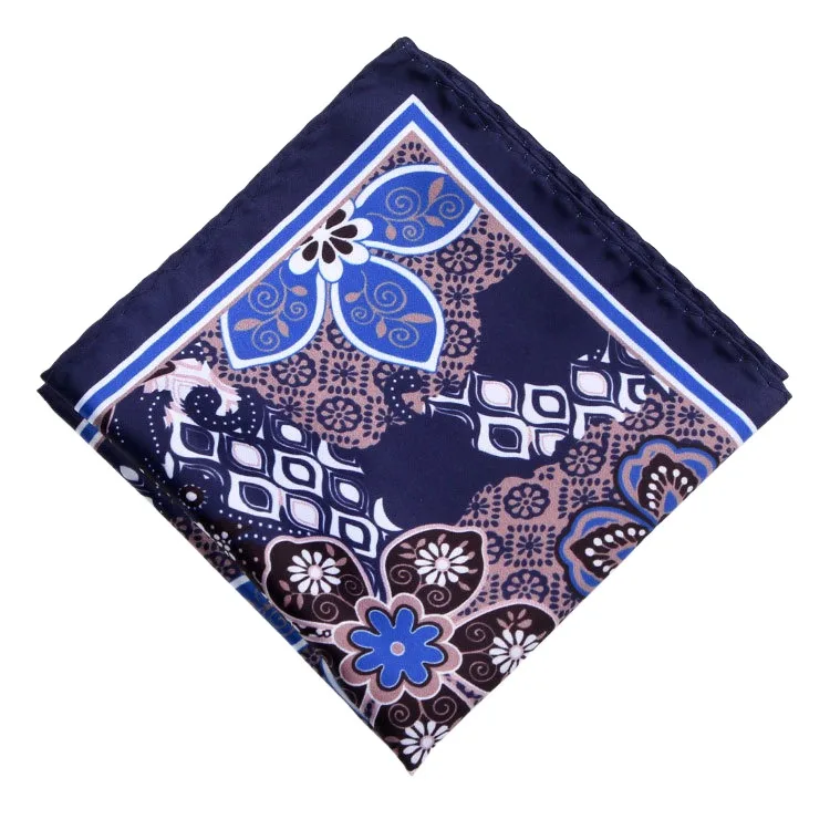 Men's Handkerchief for Paisley Artificial Silk Scarf For Man Dot Pocket Towel Square Scarf Chest Towel for Wedding Flower Print