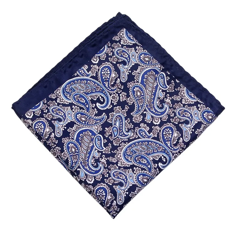 Men's Handkerchief for Paisley Artificial Silk Scarf For Man Dot Pocket Towel Square Scarf Chest Towel for Wedding Flower Print