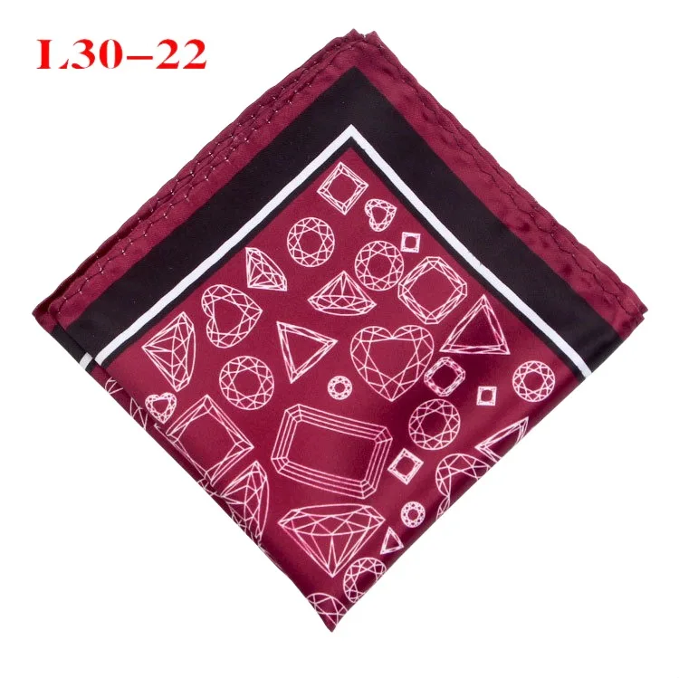 Men's Handkerchief for Paisley Artificial Silk Scarf For Man Dot Pocket Towel Square Scarf Chest Towel for Wedding Flower Print