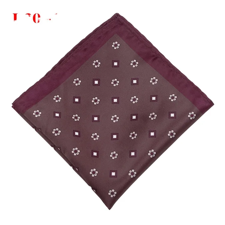 Men's Handkerchief for Paisley Artificial Silk Scarf For Man Dot Pocket Towel Square Scarf Chest Towel for Wedding Flower Print