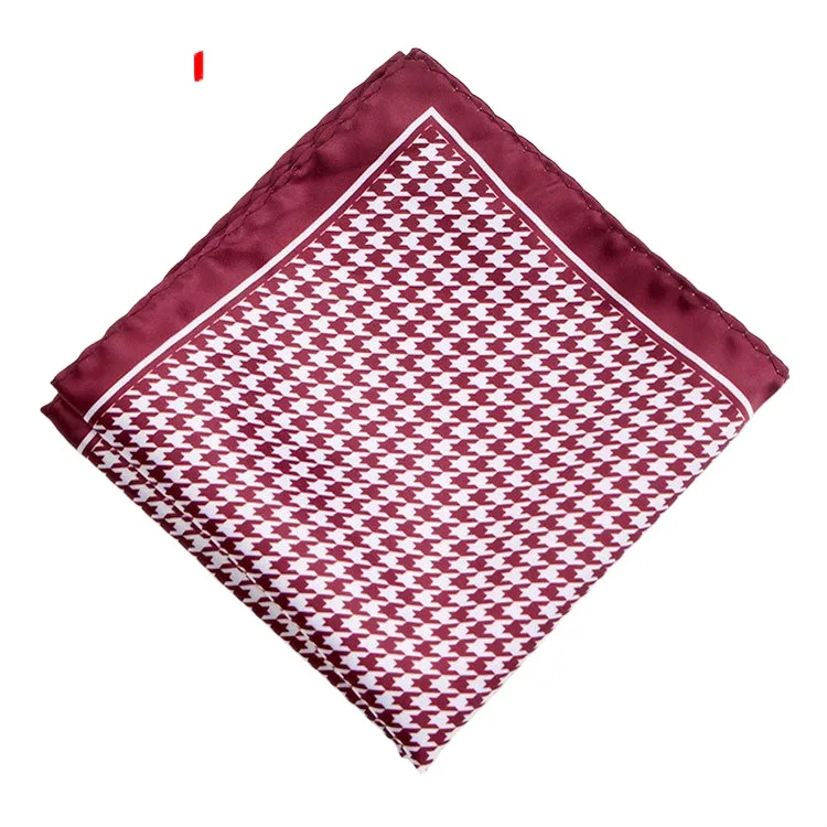Men's Handkerchief for Paisley Artificial Silk Scarf For Man Dot Pocket Towel Square Scarf Chest Towel for Wedding Flower Print
