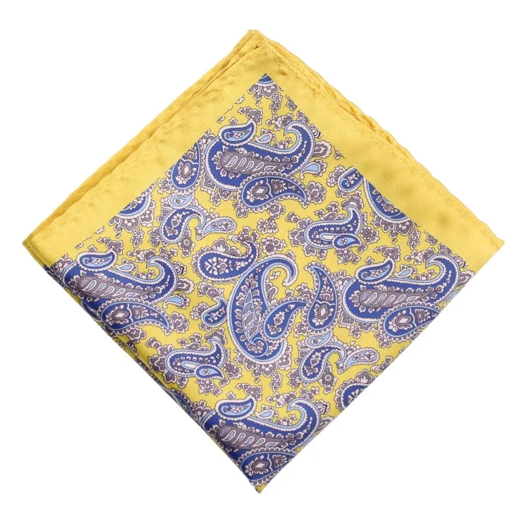 Men's Handkerchief for Paisley Artificial Silk Scarf For Man Dot Pocket Towel Square Scarf Chest Towel for Wedding Flower Print