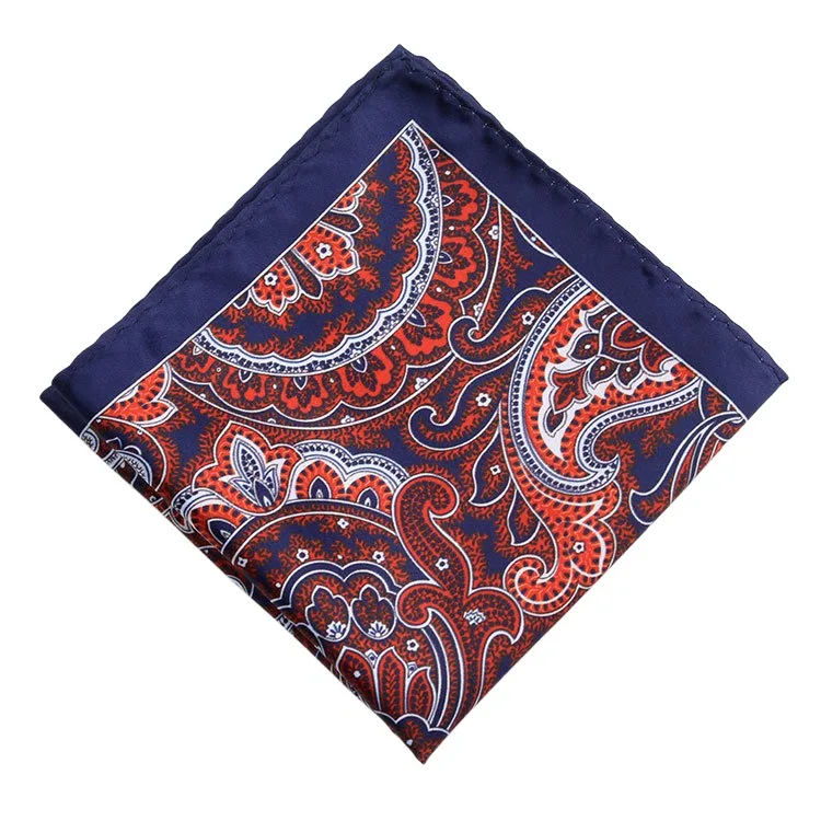 Men's Handkerchief for Paisley Artificial Silk Scarf For Man Dot Pocket Towel Square Scarf Chest Towel for Wedding Flower Print