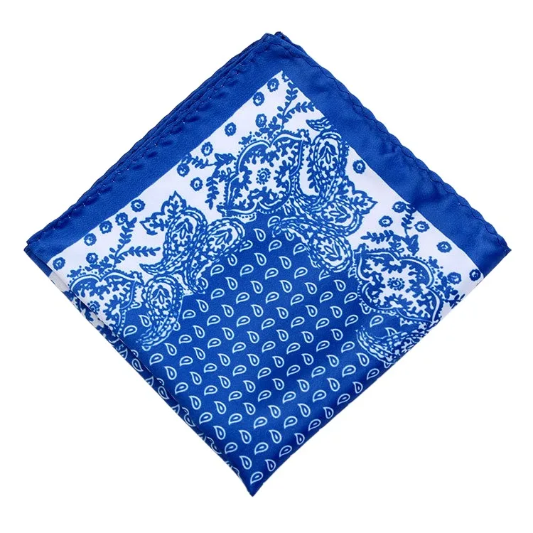 Men's Handkerchief for Paisley Artificial Silk Scarf For Man Dot Pocket Towel Square Scarf Chest Towel for Wedding Flower Print