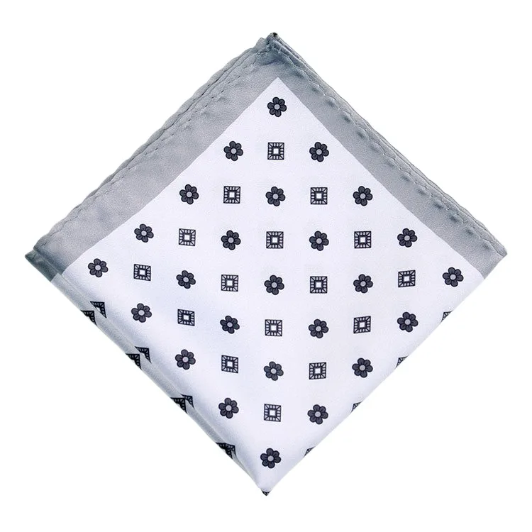 Men's Handkerchief for Paisley Artificial Silk Scarf For Man Dot Pocket Towel Square Scarf Chest Towel for Wedding Flower Print