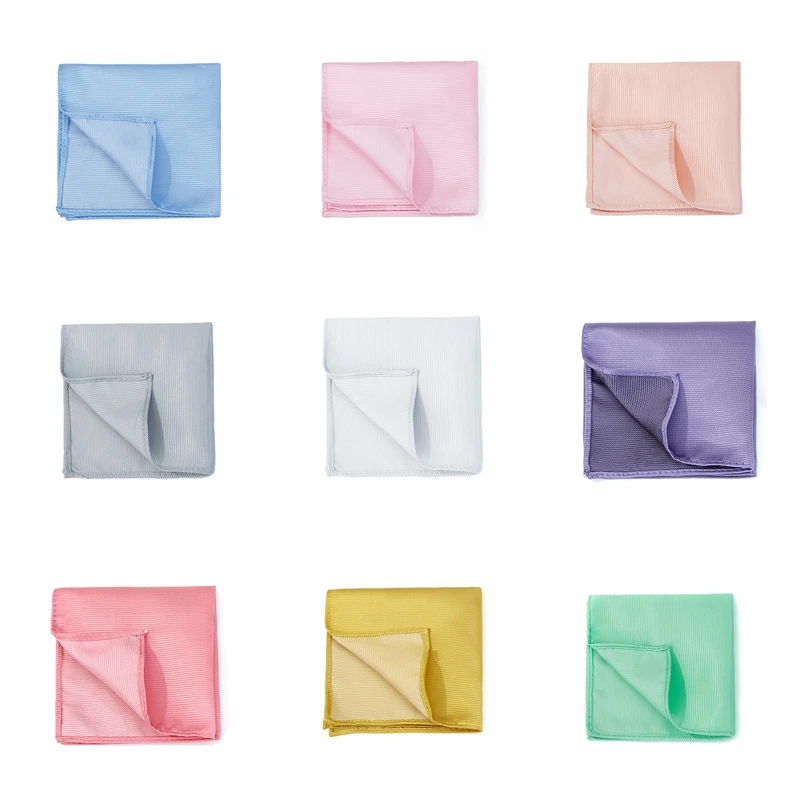 Handkerchief Pocket Square Striped Solid Color Kerchief Formal Business Party Wedding Handkerchief Suit Hanky Jacquard Woven