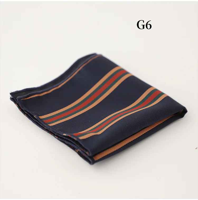 23cm Classic Striped Pocket Square Men Business Paisley Dots Handkerchief Formal Suit Pocket Towel Casual Polyester Brown Hanky