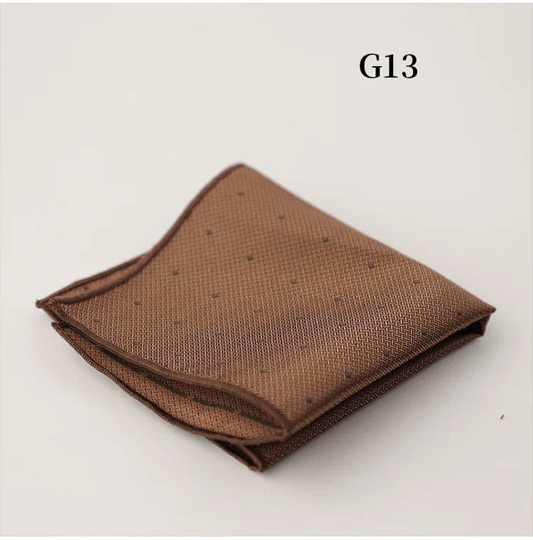 23cm Classic Striped Pocket Square Men Business Paisley Dots Handkerchief Formal Suit Pocket Towel Casual Polyester Brown Hanky