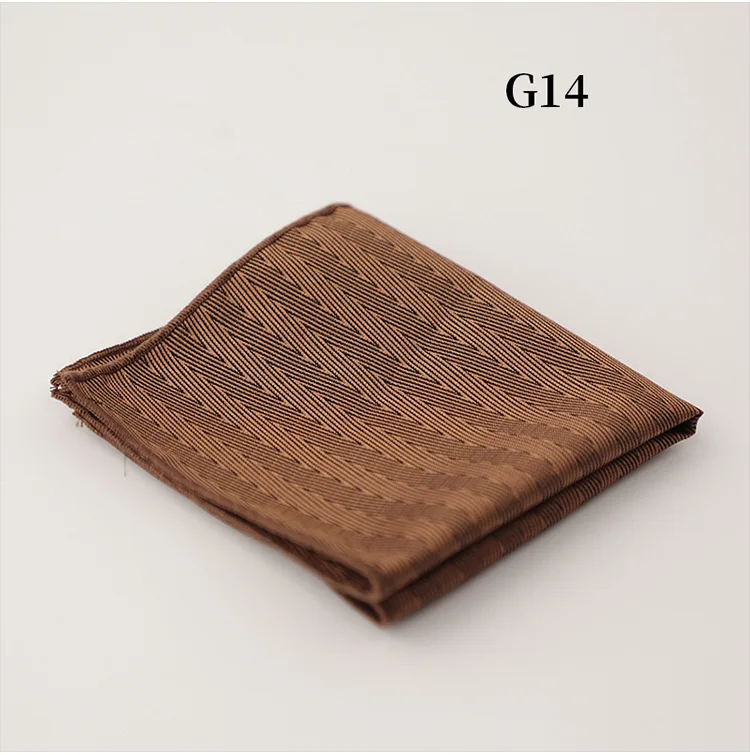 23cm Classic Striped Pocket Square Men Business Paisley Dots Handkerchief Formal Suit Pocket Towel Casual Polyester Brown Hanky