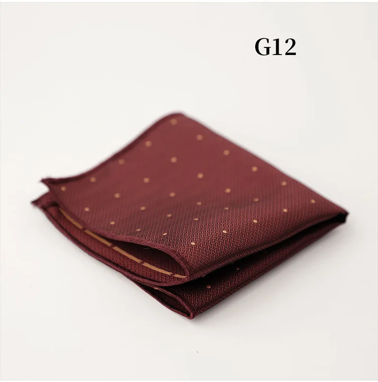 23cm Classic Striped Pocket Square Men Business Paisley Dots Handkerchief Formal Suit Pocket Towel Casual Polyester Brown Hanky