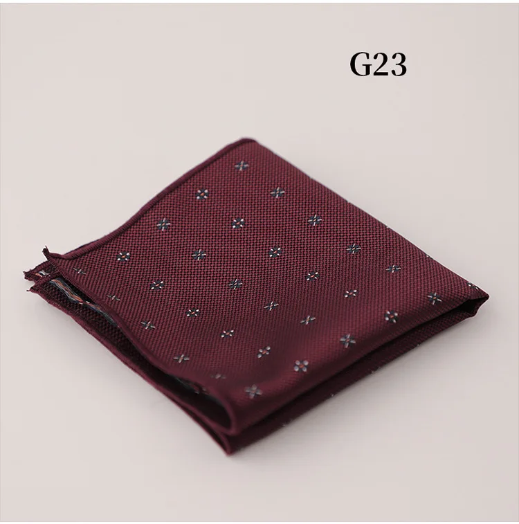 23cm Classic Striped Pocket Square Men Business Paisley Dots Handkerchief Formal Suit Pocket Towel Casual Polyester Brown Hanky