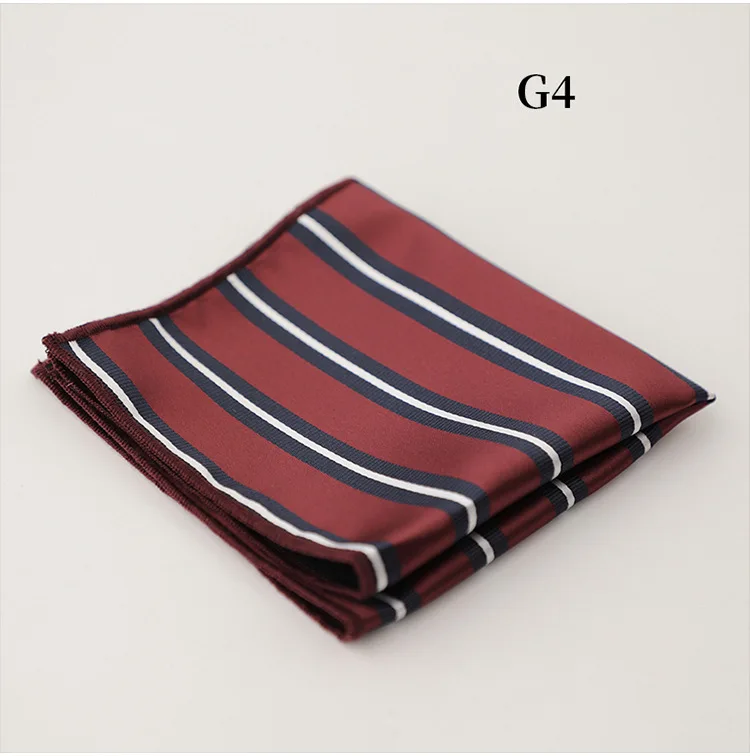 23cm Classic Striped Pocket Square Men Business Paisley Dots Handkerchief Formal Suit Pocket Towel Casual Polyester Brown Hanky