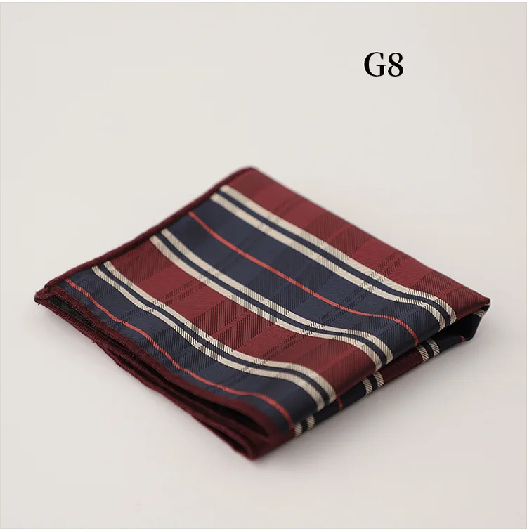 23cm Classic Striped Pocket Square Men Business Paisley Dots Handkerchief Formal Suit Pocket Towel Casual Polyester Brown Hanky