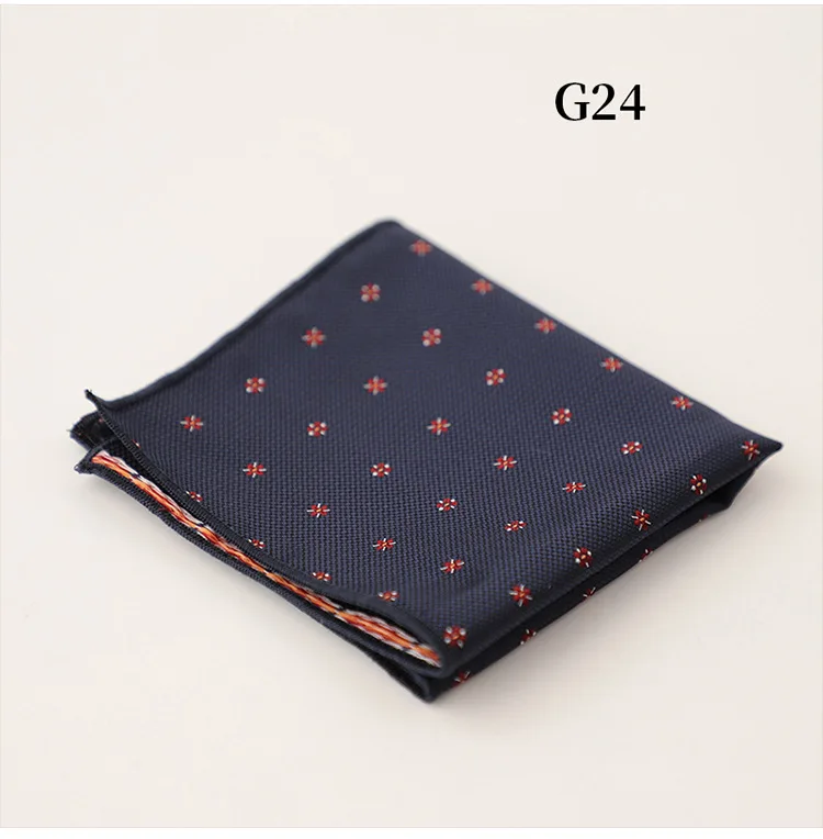 23cm Classic Striped Pocket Square Men Business Paisley Dots Handkerchief Formal Suit Pocket Towel Casual Polyester Brown Hanky