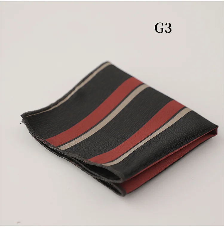 23cm Classic Striped Pocket Square Men Business Paisley Dots Handkerchief Formal Suit Pocket Towel Casual Polyester Brown Hanky