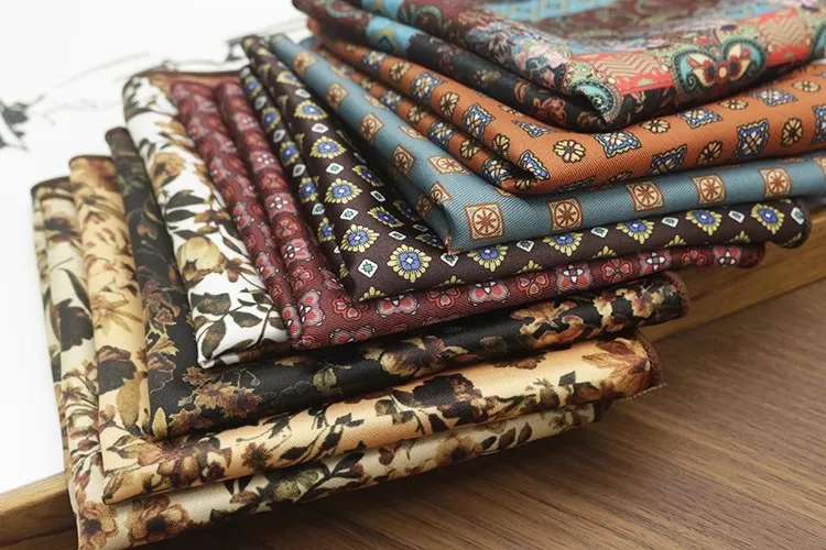 2025 New Floral Printed Pocket Square For Men Formal Silky Soft Handkerchief Wedding Suit Accessories Fashion Brown Yellow Hanky