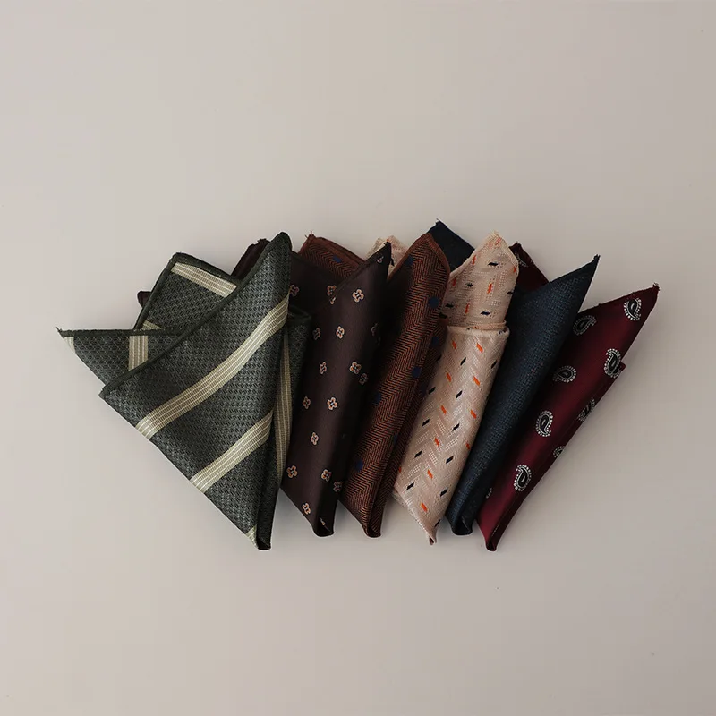 2025 New Luxury Formal Pocket Square Cartoon Horse Striped Green Handkerchief Polka Dot Polyester Hanky Wedding Party Suit Gift