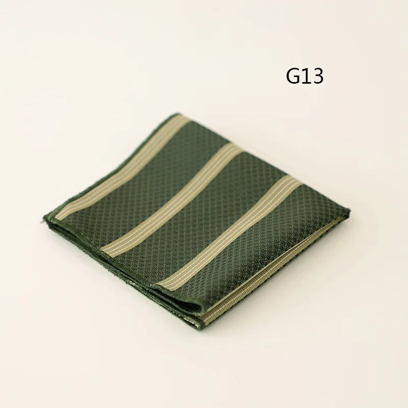 2025 New Luxury Formal Pocket Square Cartoon Horse Striped Green Handkerchief Polka Dot Polyester Hanky Wedding Party Suit Gift