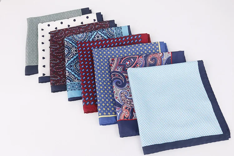 Fashion Large 32cm Silky Handkerchief Men Paisley Dots Floral Pocket Square Casual Soft Luxury White Hanky Wedding Suit Hankies