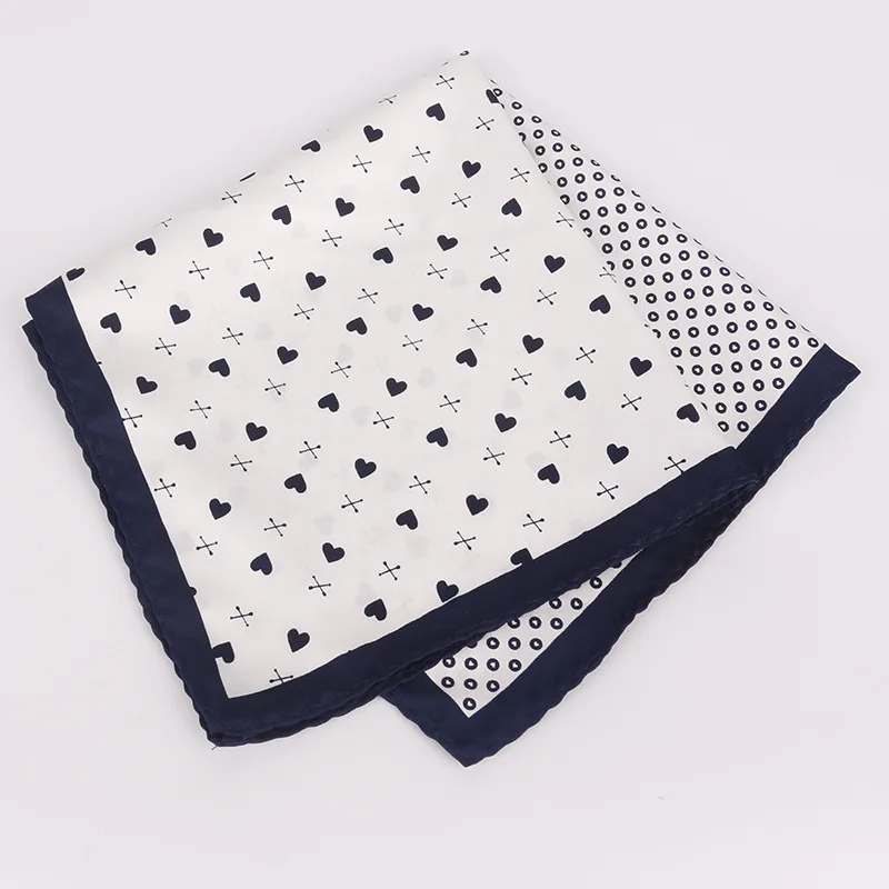 Fashion Large 32cm Silky Handkerchief Men Paisley Dots Floral Pocket Square Casual Soft Luxury White Hanky Wedding Suit Hankies