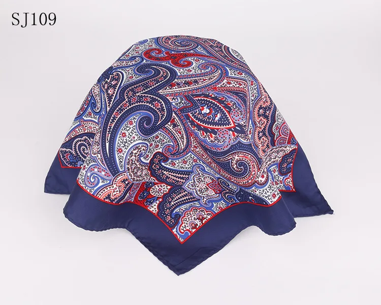 Fashion Large 32cm Silky Handkerchief Men Paisley Dots Floral Pocket Square Casual Soft Luxury White Hanky Wedding Suit Hankies
