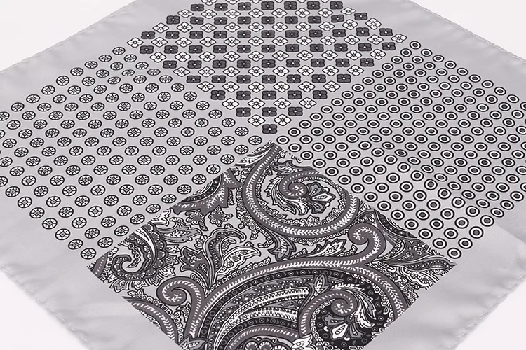 Fashion Large 32cm Silky Handkerchief Men Paisley Dots Floral Pocket Square Casual Soft Luxury White Hanky Wedding Suit Hankies