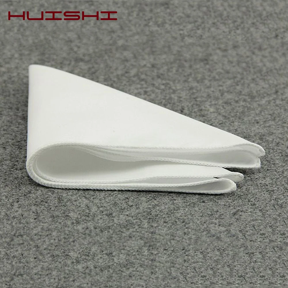New Hanky Men's White Pocket Square Cotton Solid Color Handkerchief Chest Towel Prom Holiday Party Suit Hankies For Mens