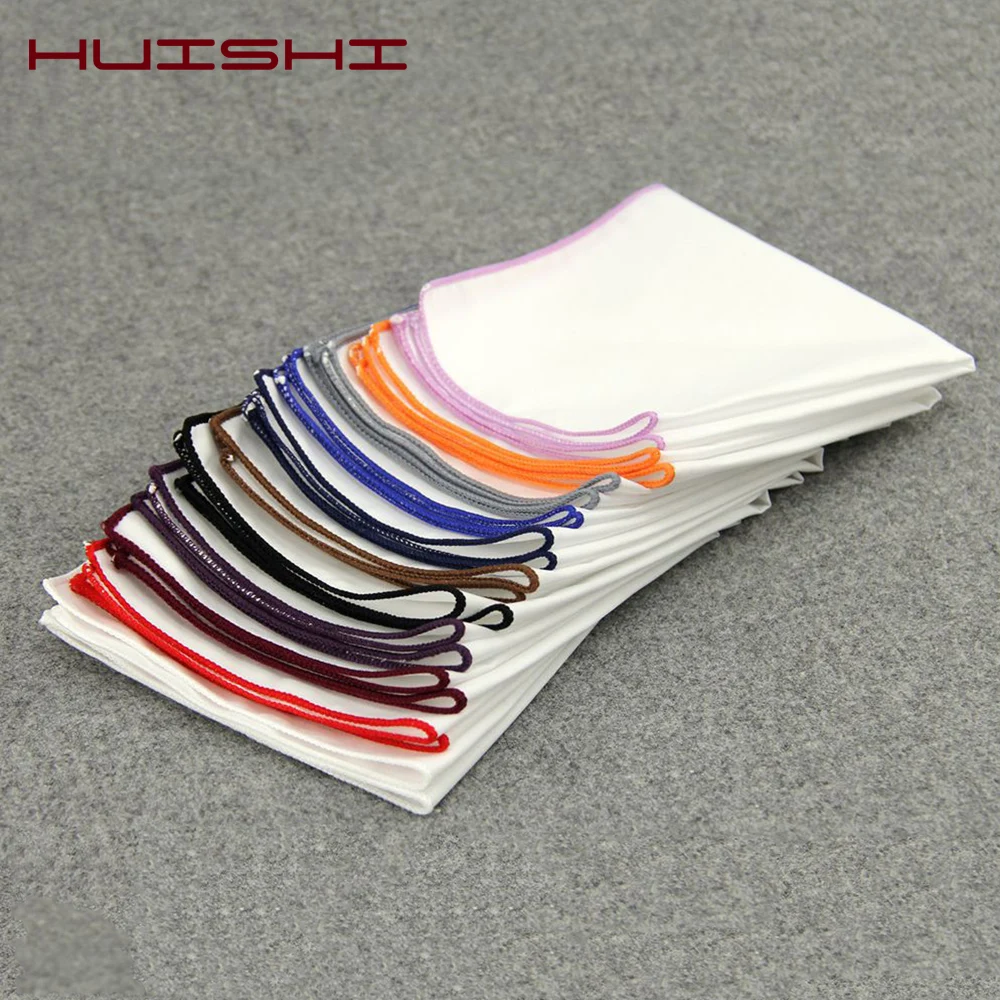 New Hanky Men's White Pocket Square Cotton Solid Color Handkerchief Chest Towel Prom Holiday Party Suit Hankies For Mens