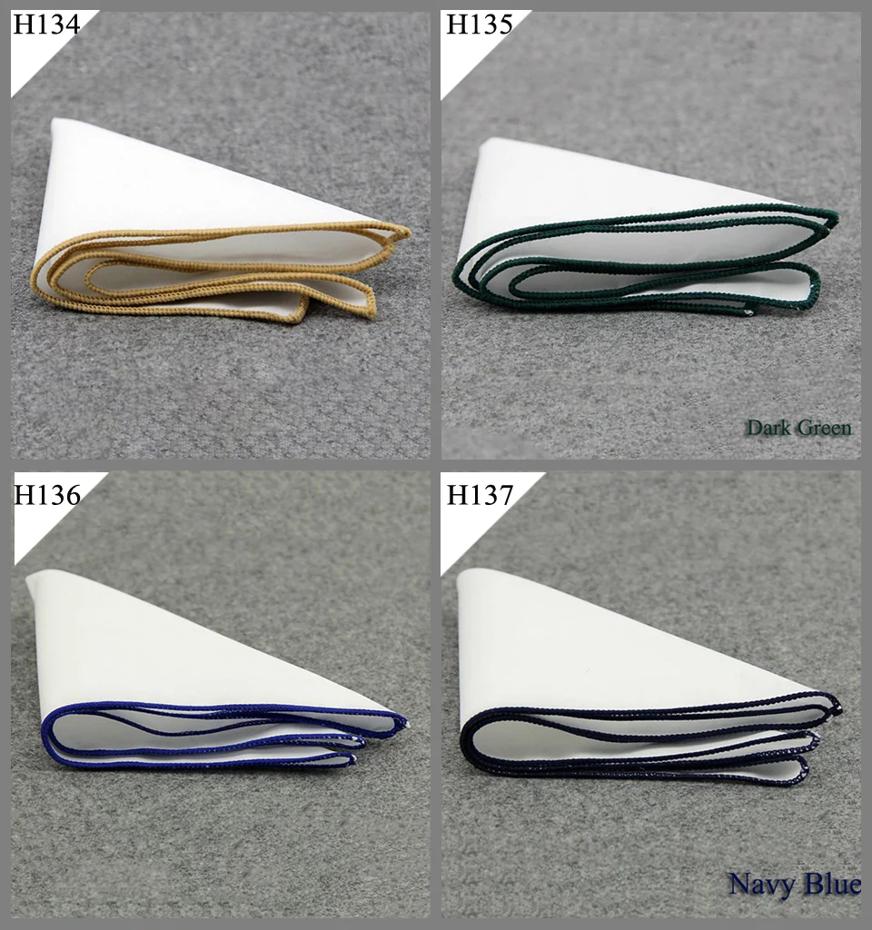 New Hanky Men's White Pocket Square Cotton Solid Color Handkerchief Chest Towel Prom Holiday Party Suit Hankies For Mens
