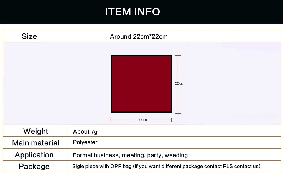 HUISHI Solid Handkerchief Vintage Fashion Party Pocket Hanky For Suit Men's Handkerchief Groomsmen Pocket Square Hanker
