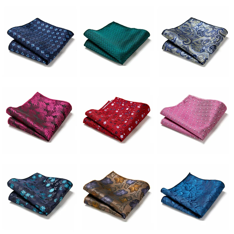 Paisley Hanky Floral Pocket Square Fit Men Suits Wedding Party Fashion Business Handkerchief Navy Blue Pocket Hanky Red Square